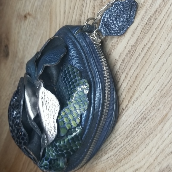 Brighton Rhapsody Sapphire 3D Flower Blue Pouch Wristlet - Picture 7 of 16